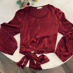 Tie Back Cropped Blouse Size XLP New With Tags